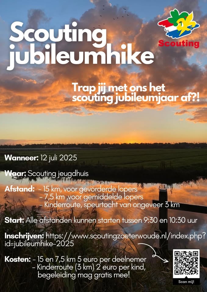Zaterdag 12 juli a.s.: Scouting Jubileumhike voor jong en oud!